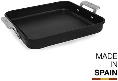 ValiraAire Reinforced Non-Stick Scratch Resistant Cast Aluminum Sloped Grill Pan, With Two Helper Handles, Induction Ready, 9-Inch Square