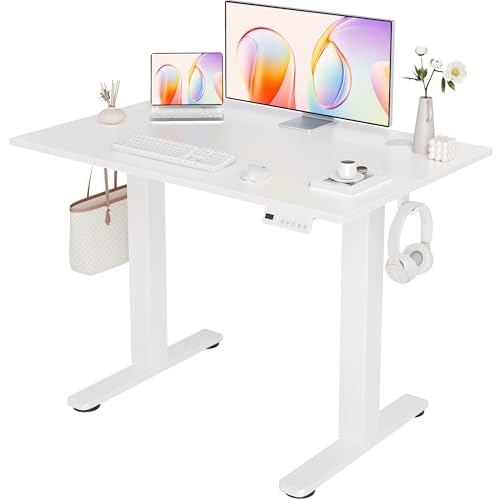 YDN Electric Standing Desk Adjustable Height, Stand up Desk with Cable Management, Home Office Desks with Splice Board & Frame, 40 x 24 Inches, Warm White by YDN - Used condition - US$70.07