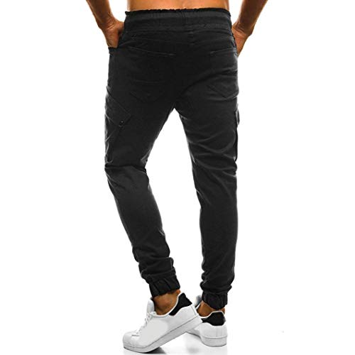 â˜€â˜€NEARTIME Clearance Men's Trousers, Autumn Fashion Men's Sport Loose Sweatpants Pure Color Bandage Drawstring Pencil Pants