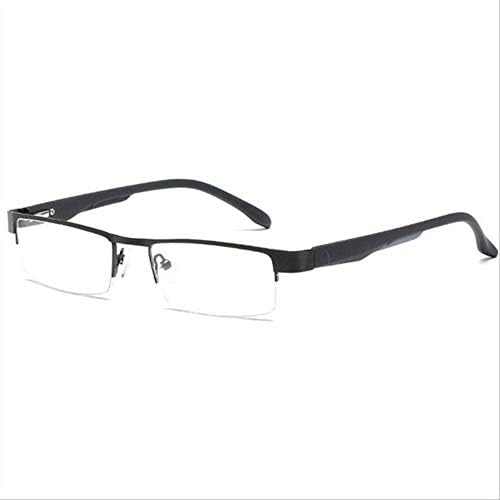 QJWBB Men Reading Glasses Retro Business Hyperopia Alloy Half Frame Eyeglasses Prescription Eyeglasses +100 Black