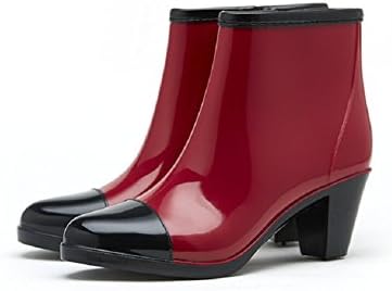 Masonanic レインブーツ レディース ショート ヒール6cm おしゃれ ミドル丈 レインシューズ 人気 雨靴 長靴