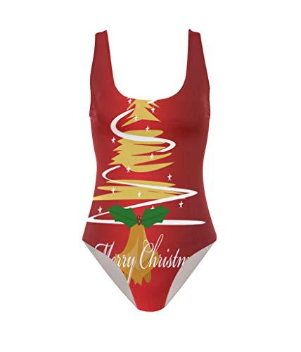 lightly Swimsuits for Women Sexy One Piece Bikini Merry Christmas Desktop Wallpaper Bathing Suits Swimwear Size:L
