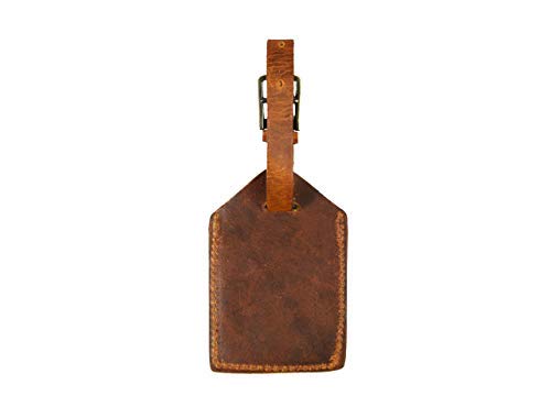 Genuine Leather Luggage Tags Travel ID Bag Baggage Suitcase Labels By Aaron Leather (Fire Brown)
