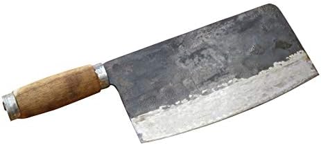 CrudeChinese Cleaver Meat Chopping Chef Knife, 9 Inch, Carbon Steel, Forged