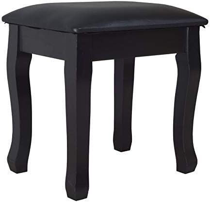 Facilehome Wooden Dressing Vanity Stool Makeup Stool Makeup Chair Bench with Cushion Piano and Solid Wood Legs Seat Chair (Black)