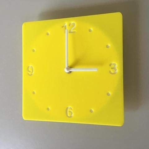 Shatterproof Square Wall Clock - Yellow
