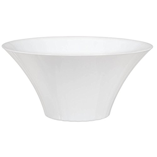 Large Plastic Flared Bowl Color Theme Party Reusable Table Salad Snack and Dessert Serveware and Soup Dishware, White, 70 oz