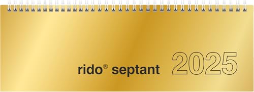 rido/ide Landscape Appointment Book Model Septant (2025), 2 Pages = 1 Week, 305 × 105 mm, 128 Pages, Glossy Cardboard Cover, Gold