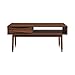 Teamson Home Dawson 40 in. x 21.63 in. Wooden Mid-Century Modern Coffee Table with Drawer and Shelf, Walnut with Brass Leg Tips