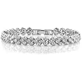 SHERRY'S JEWELS LLC Heart Tennis Bracelet, 925 Sterling Silver, 8 Inches, Cable Chain, Cubic Zirconia Stones, Fashion Style, Lobster Claw Clasp, for Women