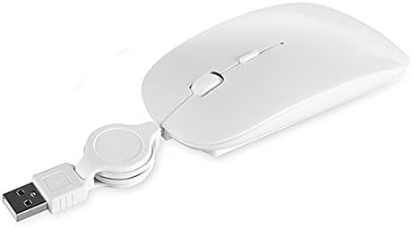 Wired Portable Mouse,WMLIFE True Universal Soundless USB Wired Portable Mouse with Retractable Cable Perfectly Suited for Desktop PC Lamptop Notebook (White)