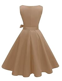 Hanpceirs Vestido de cóctel para mujer, estilo vintage de los años 50, sin mangas, cuello en barco