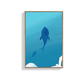 Framed Canvas Wall Art for Living Room, Bedroom Dolphins Canvas Prints for Home Decoration Ready to Hanging - 16x24 inches