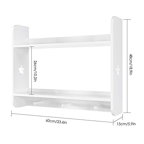 HOMECHO Entryway Wall Mounted Coat Rack, Wood Floating Shelves and