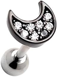 Gmhkonw Curve Eight Stud CZ Stud Earrings Ear Helix Conch Cartilage Bar Earring Piercing Stainless steel (black)
