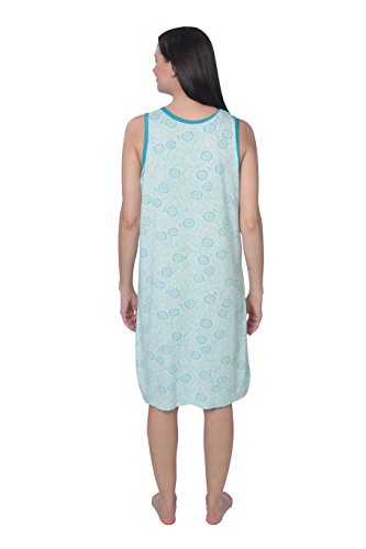 Active Club Women's Sleep Dress Sleeveless Nightgown, Mint/X-Large