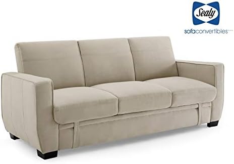 Sealy Perris Contemporary Upholstered Convertible Sofa with Storage in Beige