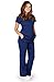 Ultra Soft Brand Scrubs - Premium Womens Junior Fit 3 Pocket Mock Wrap Scrub Set, Navy 37907-Medium