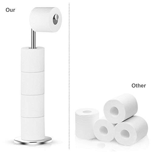 Naturous Stainless Steel Toilet Paper Holder, Free Standing Lavatory Pedestal Toilet Paper Stand with Reserve