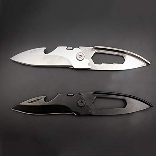 Vosarea 2pcs Mini Multifunction Key Chain Knives Fruit Knife Bottle Opener Folding Blade Pocket Knife Outdoor Camping Survival Tools (Black)