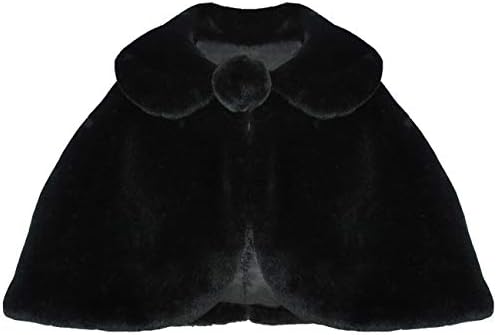 HCABL Girls Faux Fur Cape, Flower Girl Bolero Princess Cape in Black Gray Ivory Beige Winter