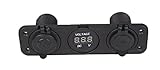 zowaysoon PJH-RS-0377 Car Digital Voltmeter Dual USB 2 Port Power Socket Three Hole Panel, Black