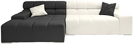 Kardiel Cubix Modern Modular Sofa Sectional Left, Charcoal/Chalk White Cashmere