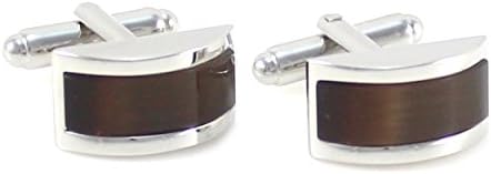 MENDEPOT Classic Cats Eye Stone Cufflink Half Moon Shape Stone Cufflink with Box