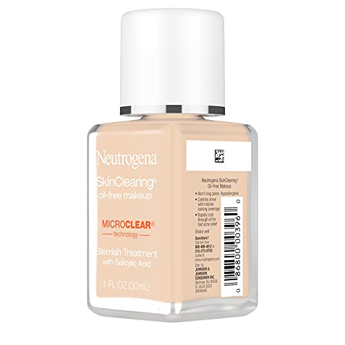 NEUTROGENA SKINCLEARING OIL-FREE ACNE AND BLEMISH FIGHTING LIQUID FOUNDATION WITH.5% SALICYLIC ACID ACNE MEDICINE, SHINE CONTROLLING MAKEUP FOR ACNE PRONE SKIN, 30 BUFF, 1 FL. OZ