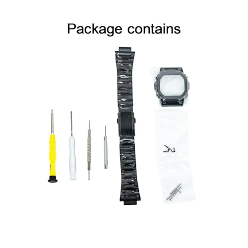 DW5600 Case Band Mod Kit, Stainless Steel Case Bezel Strap Bracelet Compatible with Casio G-Shock DW5600, GW-B5600, GB5600, GWX5600, DW5025/ DW5700/ DW5735/ DW5750