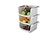 YBM HOME Plastic Stackable Storage Basket Organizer Tray Open Bin Set of 3 White 2137