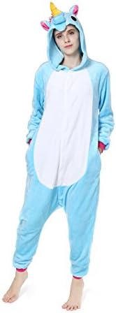 EONDEAR Adult Blue Unicorn Onesie Pajamas Kigurumi Cosplay Costumes Animal Outfit (Small, Blue)