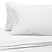 Amazon Brand – Pinzon 400 Thread Count Egyptian Cotton Sateen Hemstitch Sheet Set - Queen, White