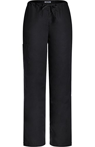 MedPro Women's Unisex Solid Medical Scrub Set V-Neck Top Cargo PantsÂ  Black M - Thumbnail 4