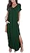 GRECERELLE Women Casual Sundresses Short Sleeve Shirt Dress Split Maxi Long Beach Dresses Travel Vacation 2025 Summer Outfits XL, Dark Green