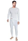 Rocky Men's Thermal 2pc Set Long John Underwear Smooth Knit (Large, White)