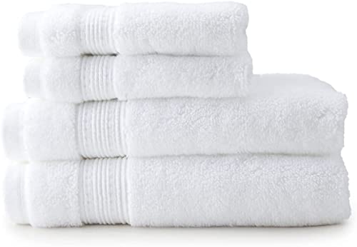 Charisma Soft 100% Hygro Cotton Hand & Washcloth Towel Set, 4-Piece, White