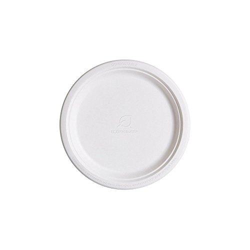 Eco-Products EP-P005 Renewable & Compostable Sugarcane Plates, 10-inch Dinner Plate, (Case of 500)