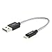 iKits (3-Pack) Apple Mfi Certified USB Charging Cable, Nylon Braided Data Sync Short 8 Pin Cable Compatible iPhone X,8,8P,7,7P, 6S, 6, 5/5S, Metal Plug & Mixed Color Cotton Jacket, 0.5ft Short Cable