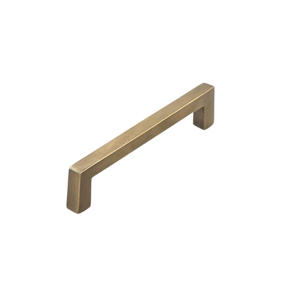 FOUNDRYMAN - Unique Handmade Solid Brass Square Bar Handle - Perfect for Kitchen Cupboard Drawers - 5.25 inches