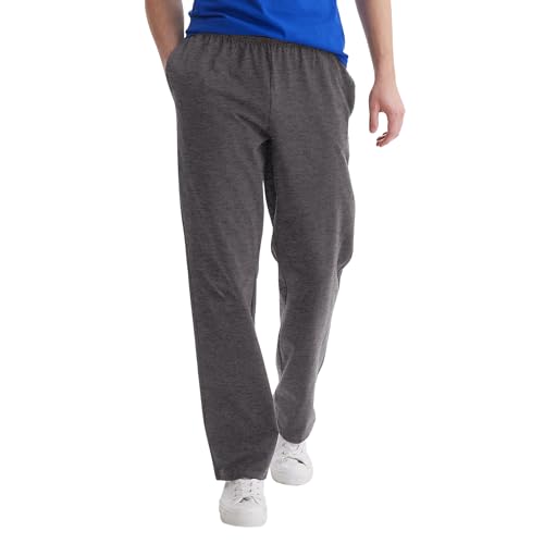 Hanes Essentials Sweatpants, Men’s Cotton Jersey Pants with Pockets, 33”, Charc…