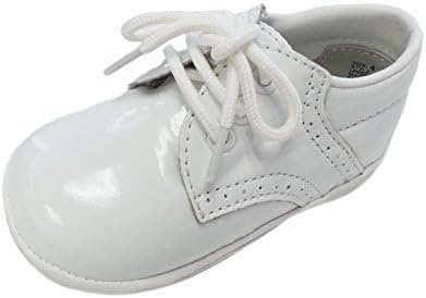 Infant Baby Boys Patent White Classic Saddle Style Dress Shoes Size 3