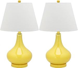 Safavieh Lighting Collection Amy Gourd Glass Table Lamp, Yellow, Set of 2 Table Lamps Yellow Glass Table Lamps Yellow Glass Safavieh Lighting Collection Amy Gourd Glass Table Lamp, Yellow, Set of 2