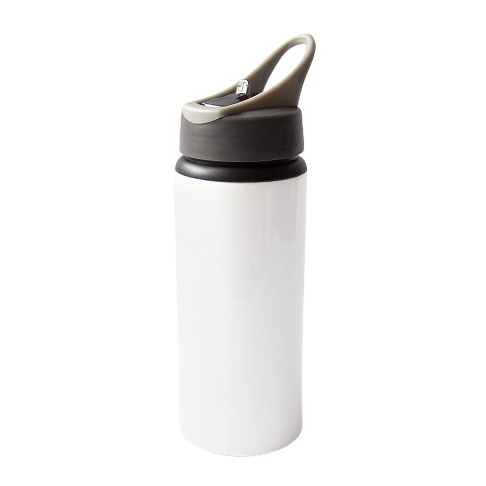 MR.R Sublimation Blanks White Sport Aluminum Bottle Portable Gray Laptop Lid 600ml for Heat Transfer Printing