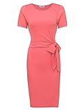 Tom's Ware Women Short Sleeve Self Tie Waist Scoop Neck Bodycon Dress