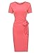 Tom's Ware Women Short Sleeve Self Tie Waist Scoop Neck Bodycon Dress