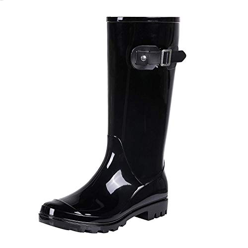 Women's Knee High Rain Boots Narrow Calf Fashion Waterproof Tall