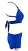 Zando Push Up Two Pieces Bikini with Boyshort Athletic V Neck Swimsuit Vintage Halter Back Swimwear Bathsuit for Women Charming Royal Blue M (US 6-8)