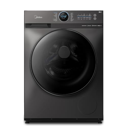 Midea 12KG Front Load Smart Washing Machine with Lunar Dial, 1400 RPM, 14 Programs, Fully Automatic Washer, Digital LED Display, BLDC Inverter, Steam Care, Wi-Fi Connectivity, Titanium MF200W120WBTGCC