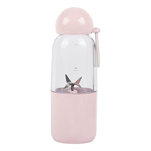 Click Here to See More Images Awakingdemi Portable Juicer Bottle, Rechargeable Mini Vegetable Fruit 500mL Juice Blender Cup with USB Charging Cable,Smart Safety Protection Program Installed for Shakes/Smoothies/Sport Bottle(Pink)